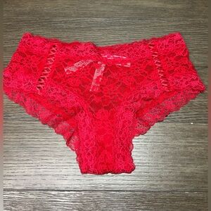 NWT Victoria's Secret Stretch Floral Red Lace Cheeky Panty size Small
